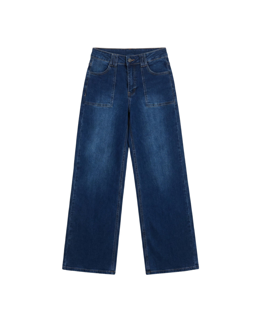 Jeans Wide Leg con Dos Bolsas al Frente