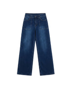 Jeans Wide Leg con Dos Bolsas al Frente