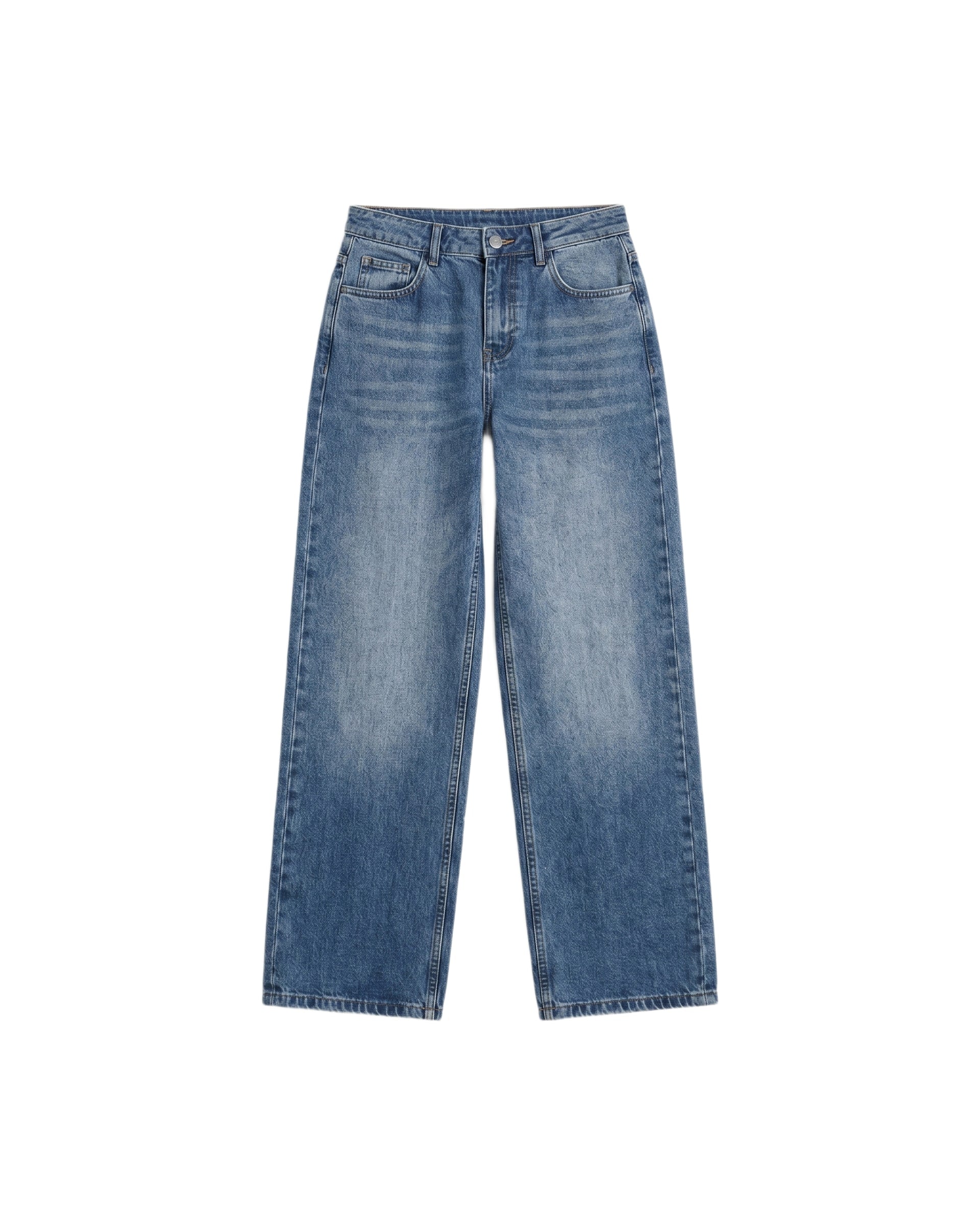 Jeans Straight Wide Confort Mezclilla Azul