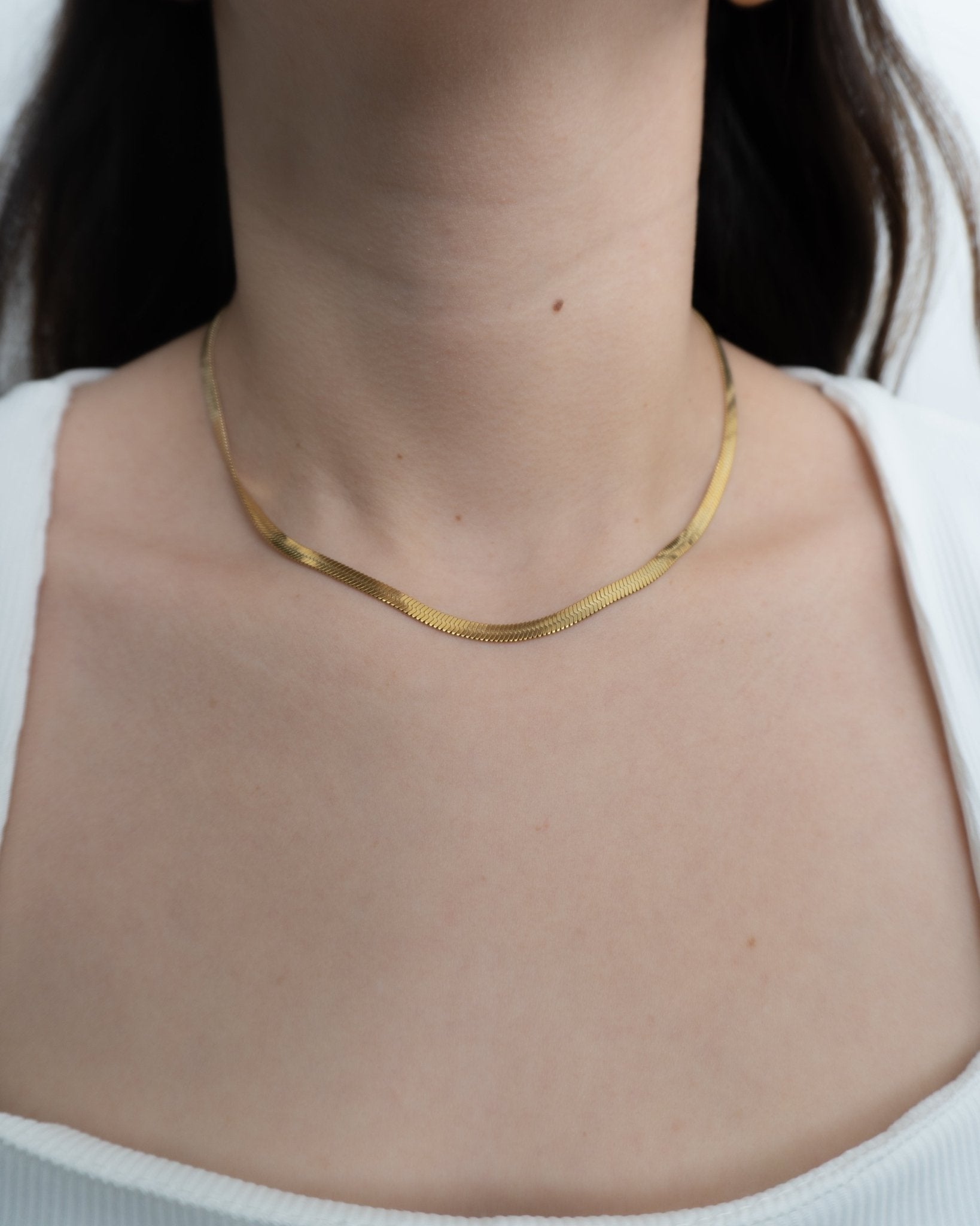 Collar Cadena Planchada de Acero Inoxidable para Mujer - Roxanz