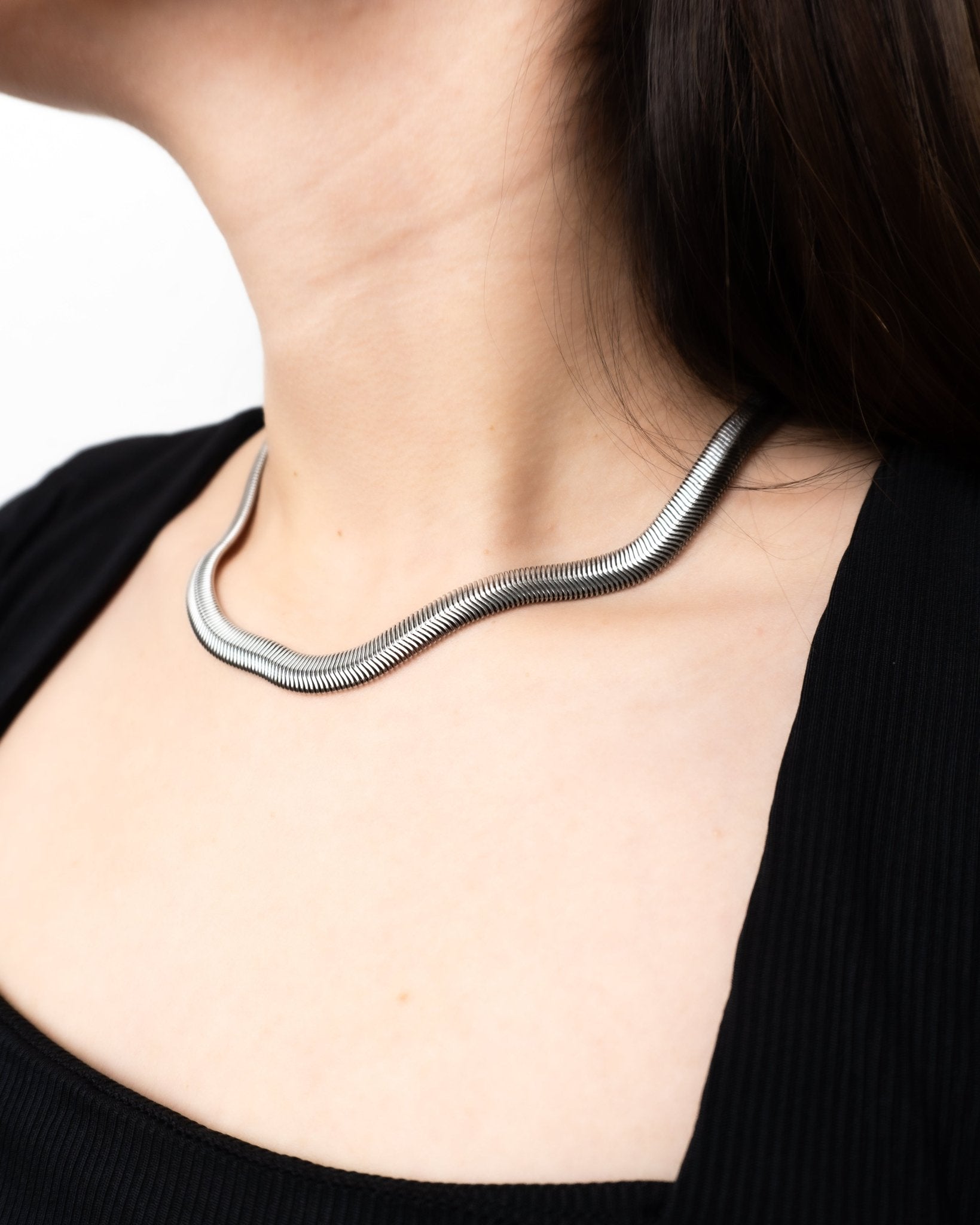 Collar Cadena Planchada de Acero Inoxidable para Mujer - Roxanz