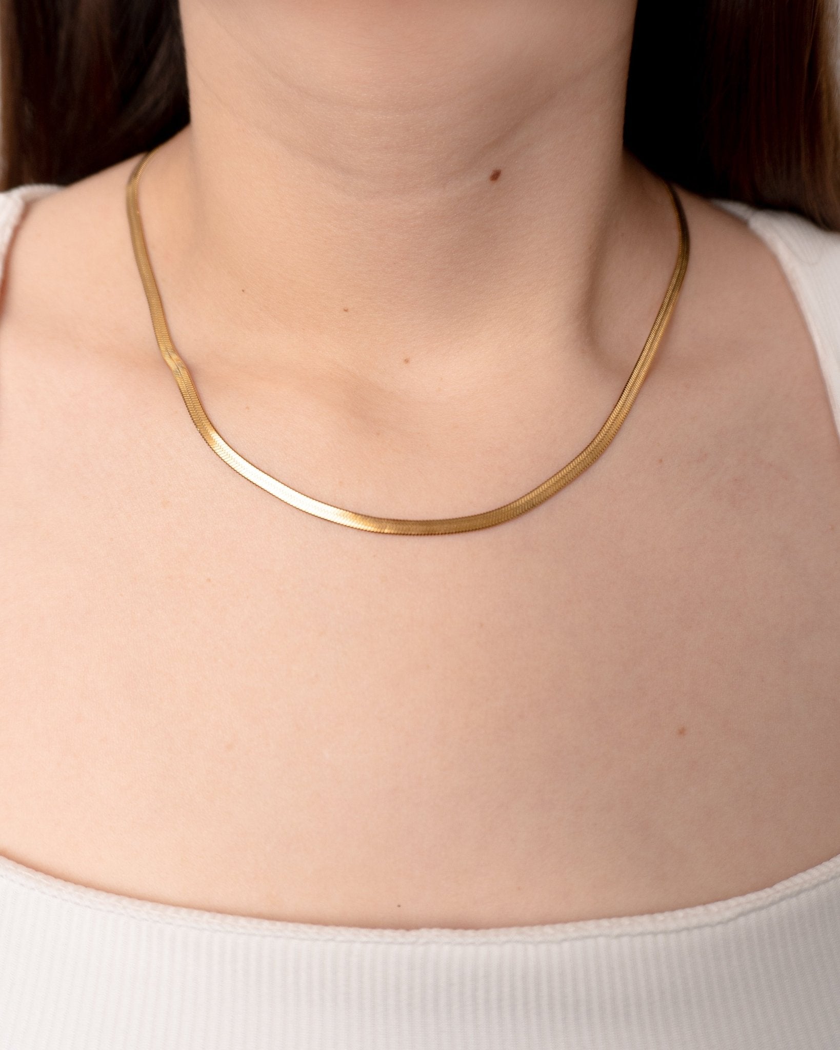 Collar Cadena Planchada de Acero Inoxidable para Mujer - Roxanz