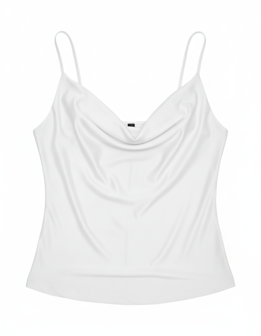 Top Satinado Escote Drapeado
