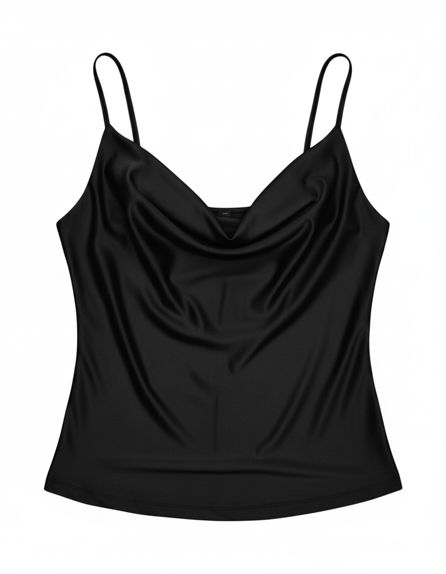 Top Satinado Escote Drapeado