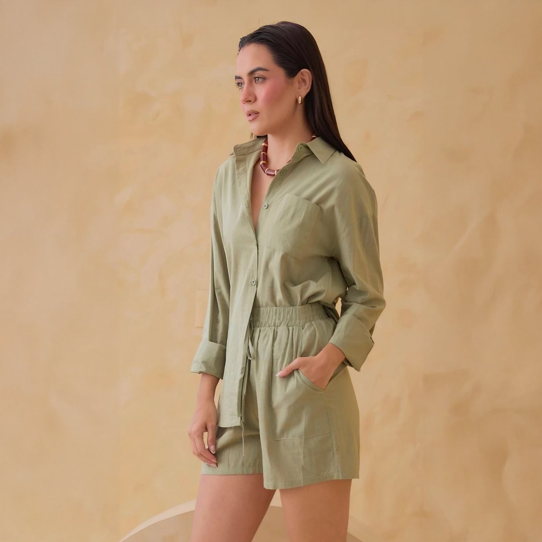 Conjunto Casual de Blusa y Short de Tela Ligera - ROXANZ