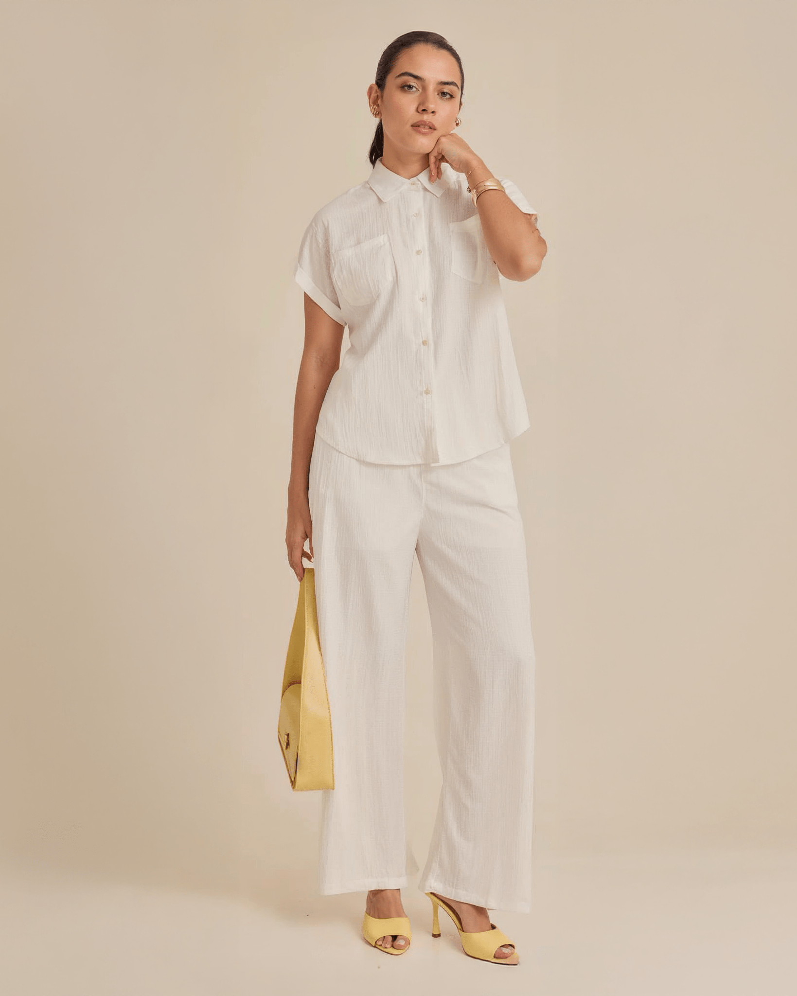 Conjunto Dama Blusa y Pantalón Blanco Casual - ROXANZ