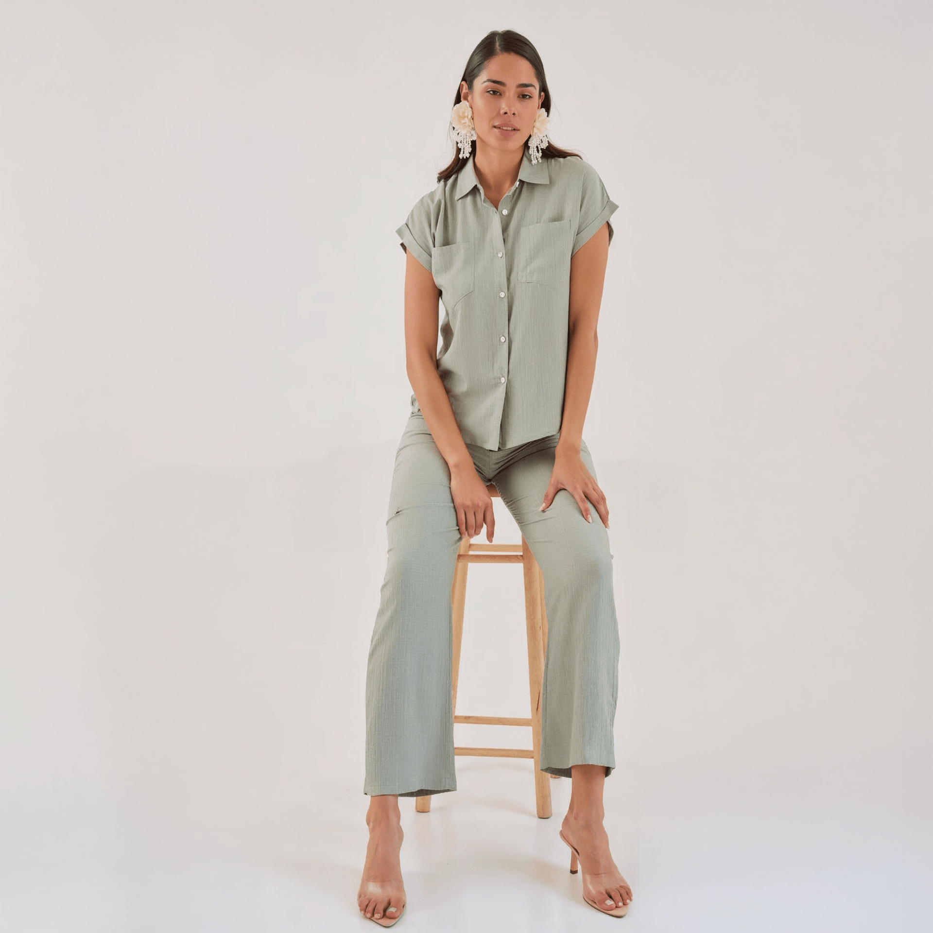 Conjunto de Blusa y Pantalón Ligero para Mujer en Color Pastel