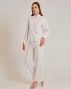 Conjunto de Pantalón y Blusa de Lino para Mujer Elegante Casual - ROXANZ