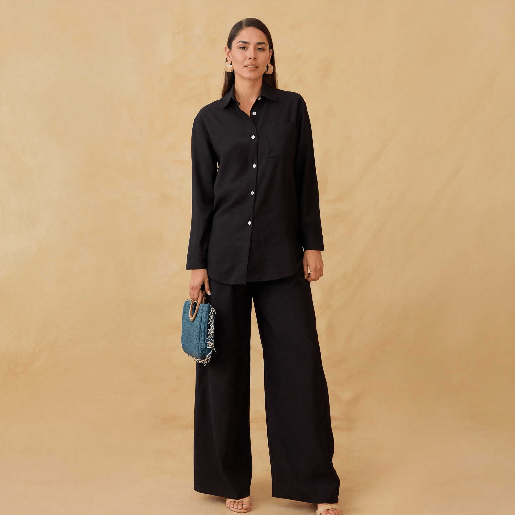 Conjunto de Pantalón y Camisa Negra Para Mujer - ROXANZ