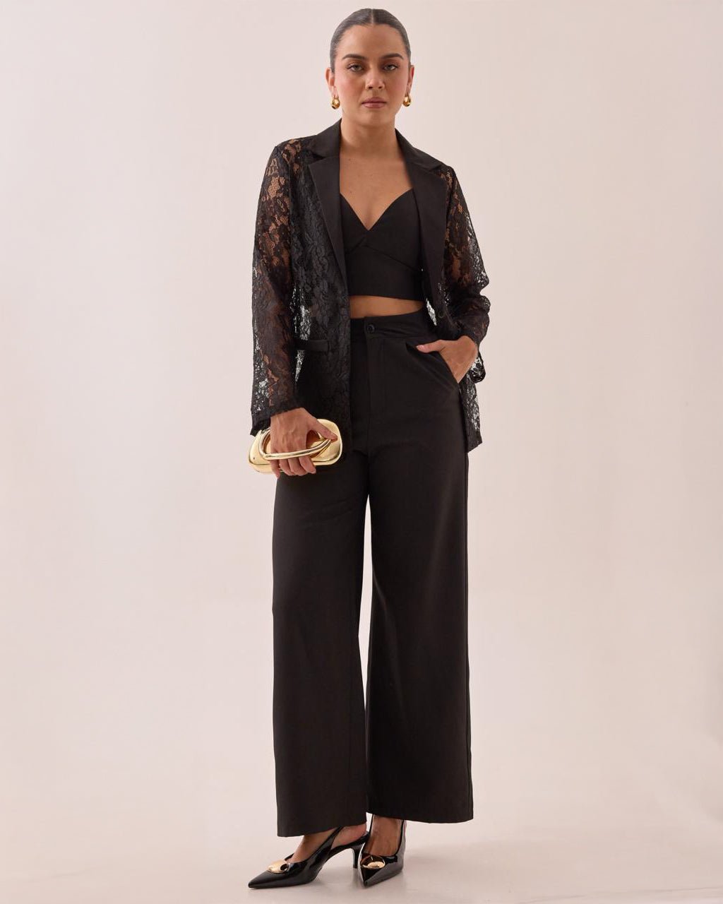 Conjunto de Tres Piezas Color Negro Elegante para Mujer - ROXANZ