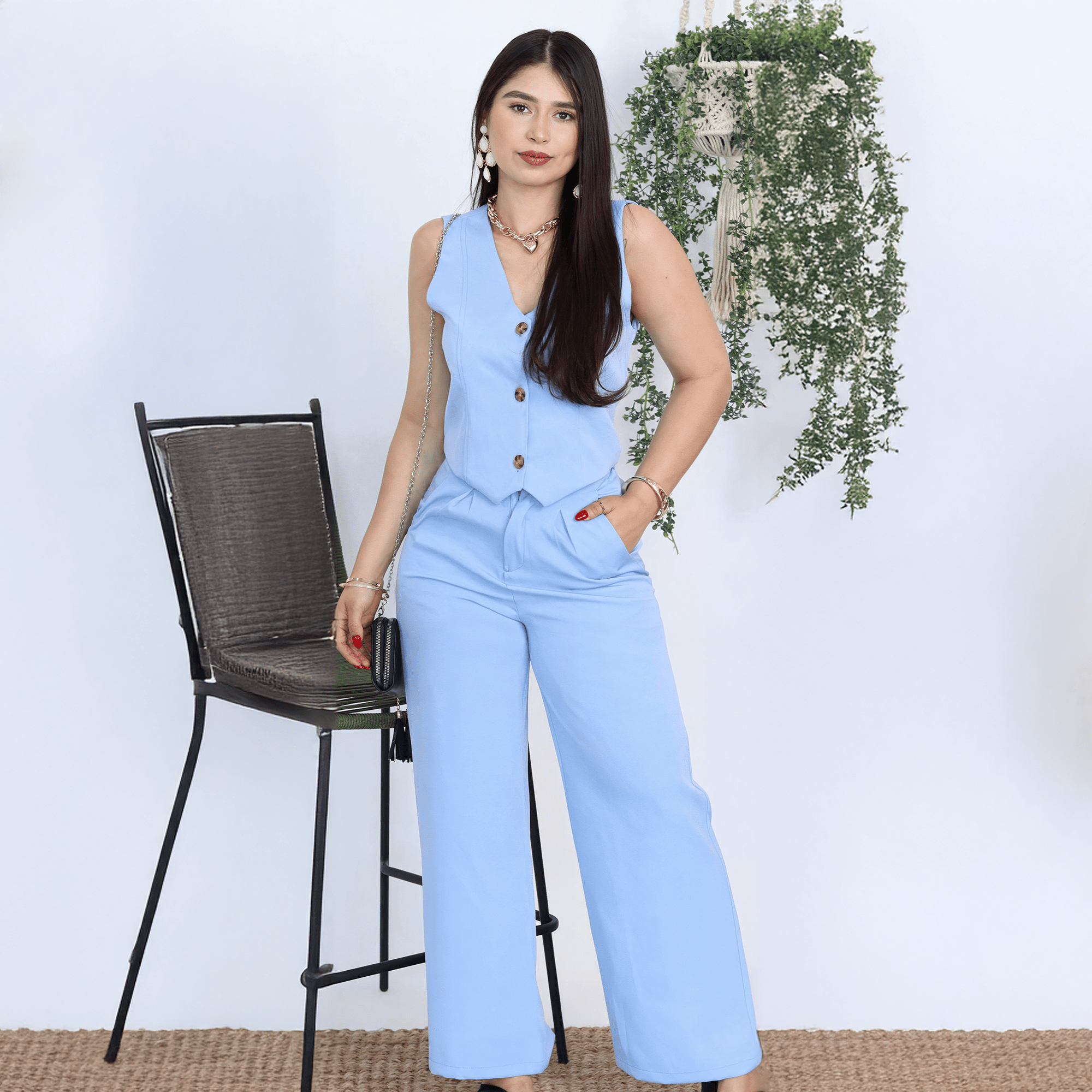 Conjunto Elegante de Pantalón y Chaleco en Colores Vibrantes - ROXANZ