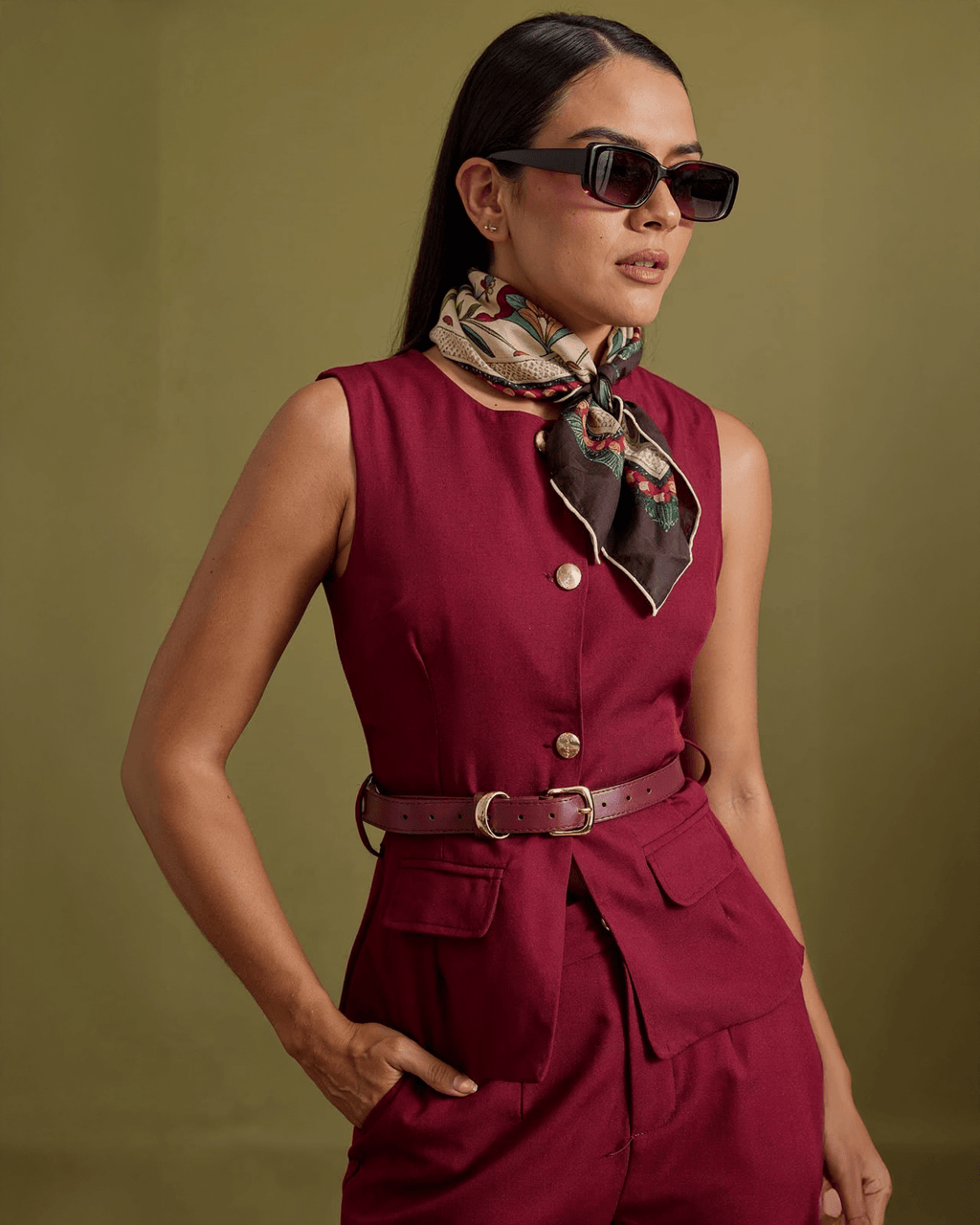 Conjunto Sastre Elegante para Mujer sin Mangas con Pantalón Palazzo - ROXANZ