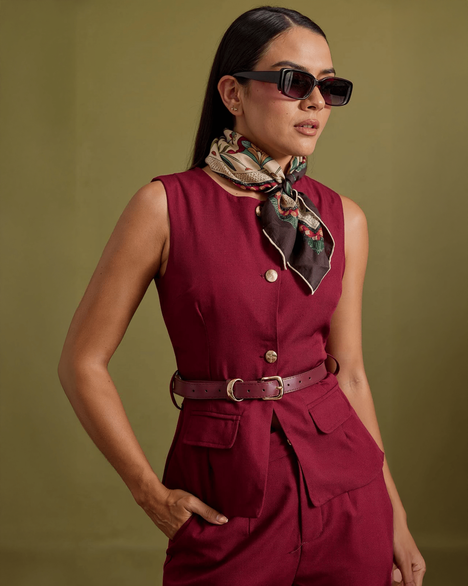 Conjunto Sastre Elegante para Mujer sin Mangas con Pantalón Palazzo - ROXANZ