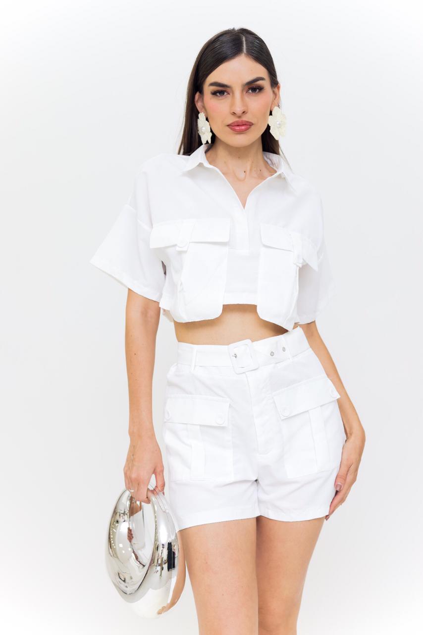 Conjunto Urban Cargo Chic Camisa Corta y Short Tendencia Verano - Roxanz