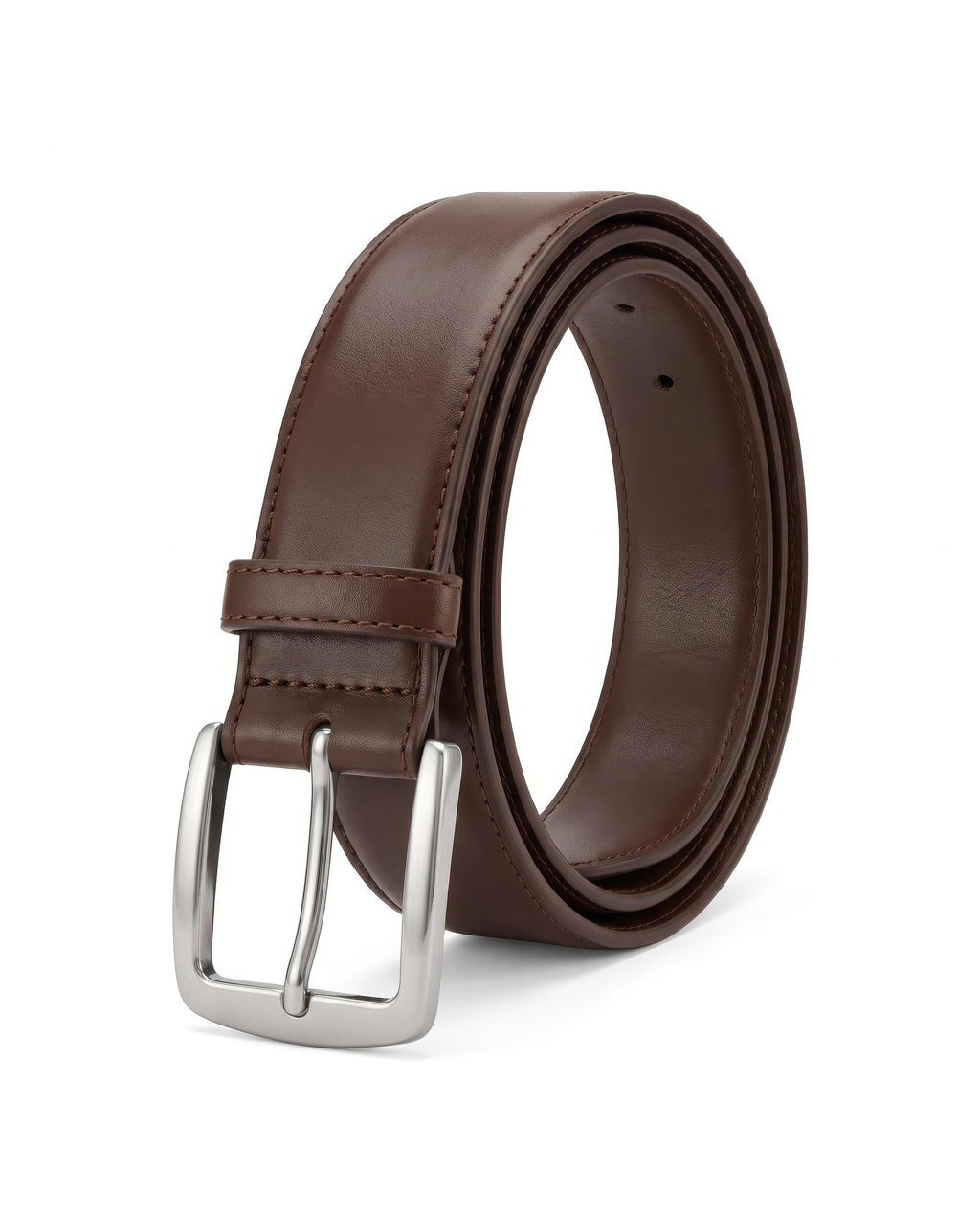 Cinturón Piel Marrón Hebilla Plana