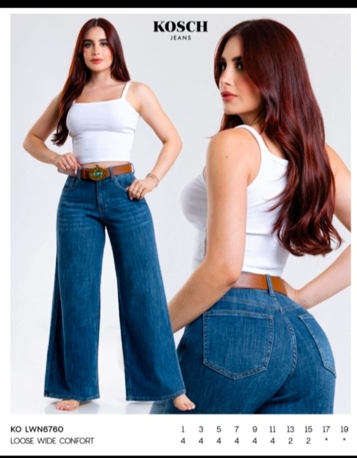 Jeans Wide Leg Mezclilla Azul Oscuro Cinturón