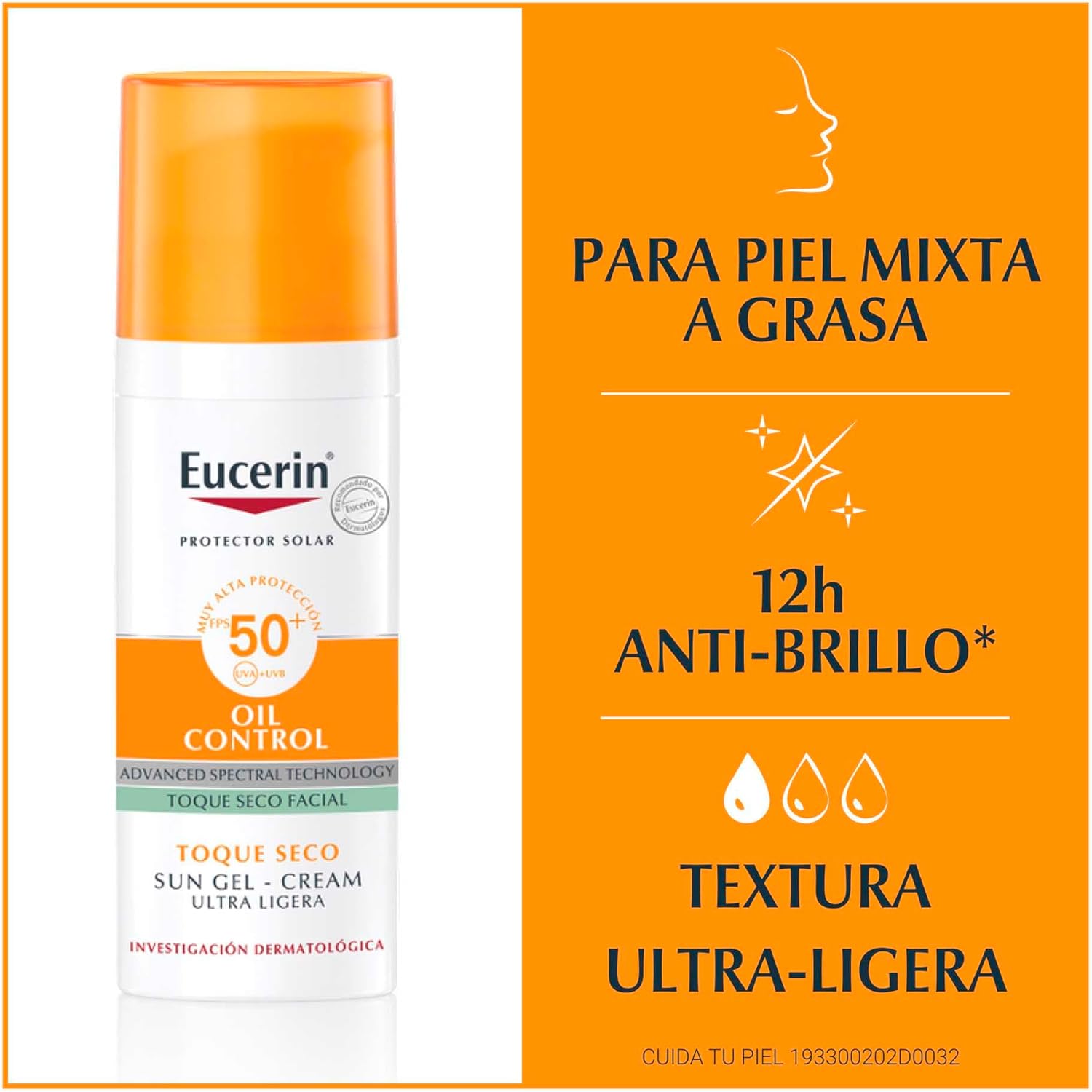 Eucerin Protector solar facial efecto mate toque seco Oil Control, , 50 ml - Roxanz