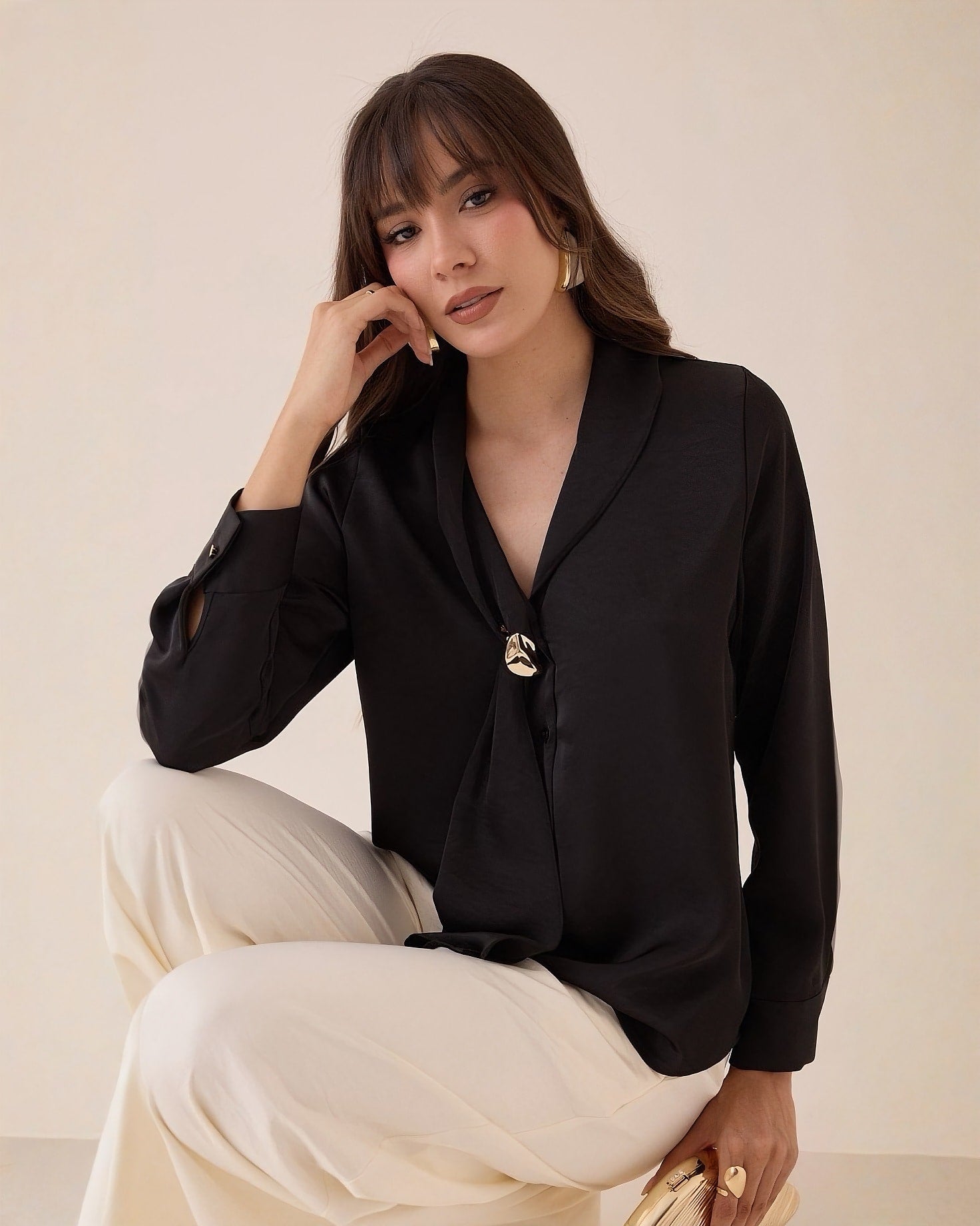 Blusa Manga Larga Satinada