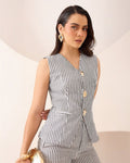 Conjunto Chaleco Pantalón Rayas Casual