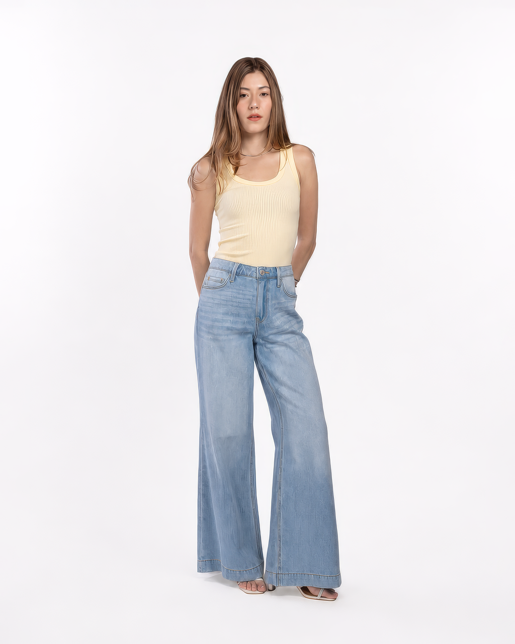 Jeans Flare Mezclilla Claro Cintura Alta