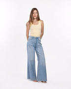 Jeans Flare Mezclilla Claro Cintura Alta