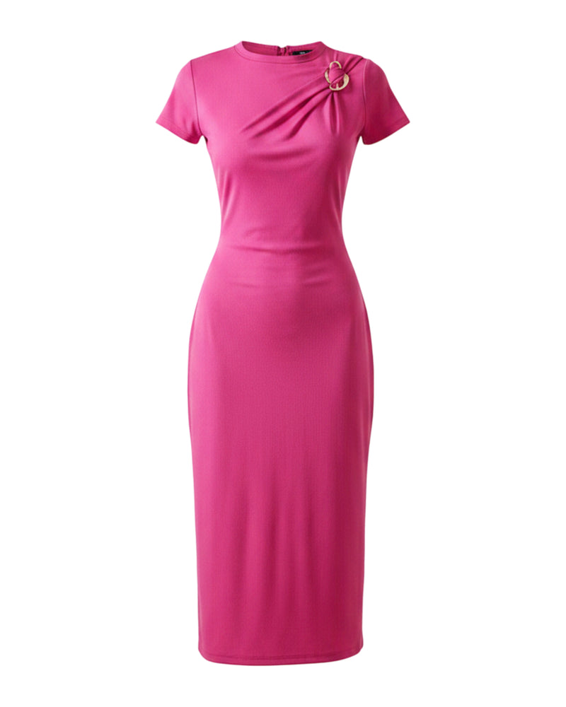 Vestido de Licra Con Hebilla Dorada S/M Rosa