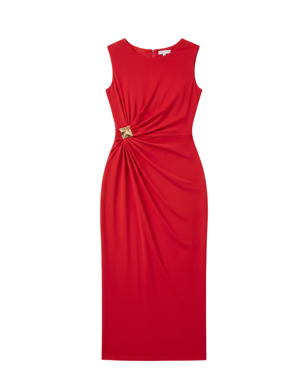 Vestido Largo con Detalle Metálico en la Cintura