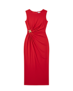 Vestido Largo con Detalle Metálico en la Cintura