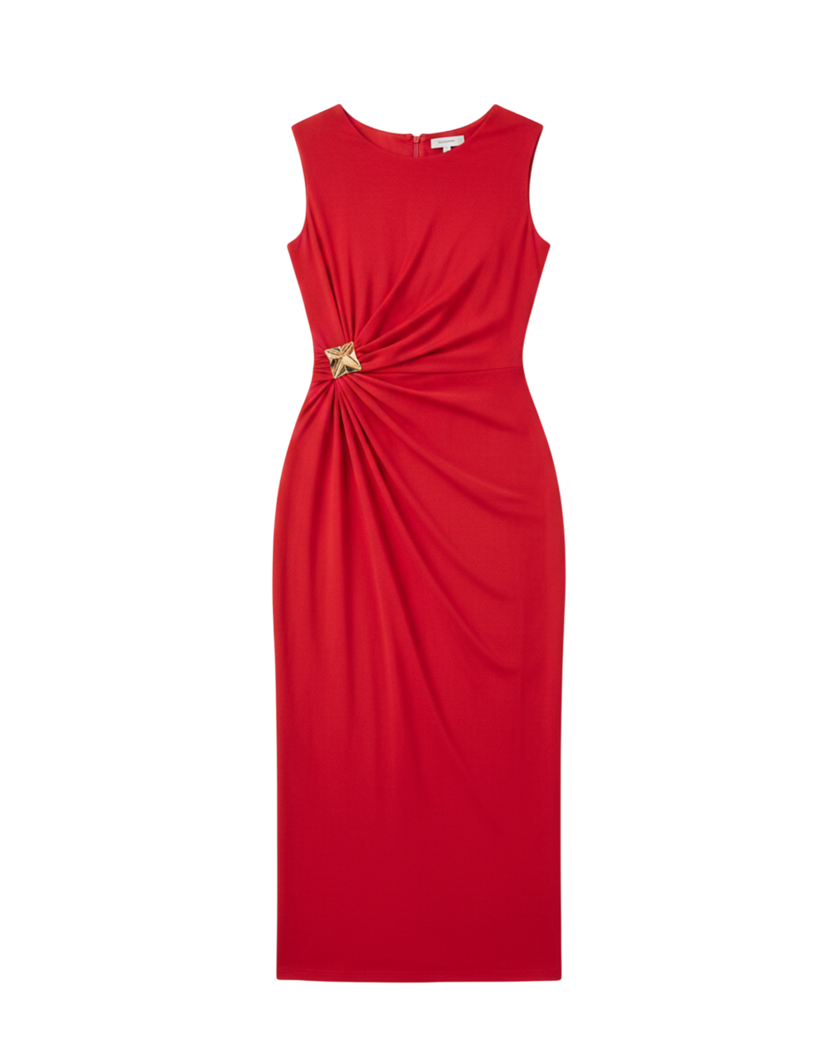 Vestido Largo con Detalle Metálico en la Cintura