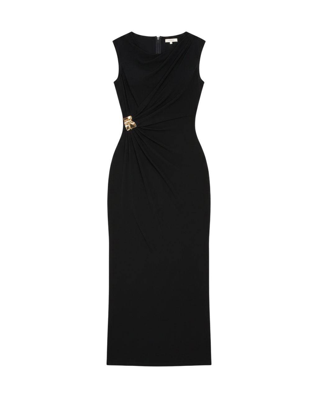 Vestido Largo con Detalle Metálico en la Cintura