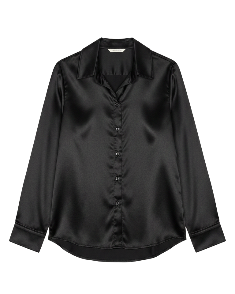 Camisa Satinada de manga larga botones