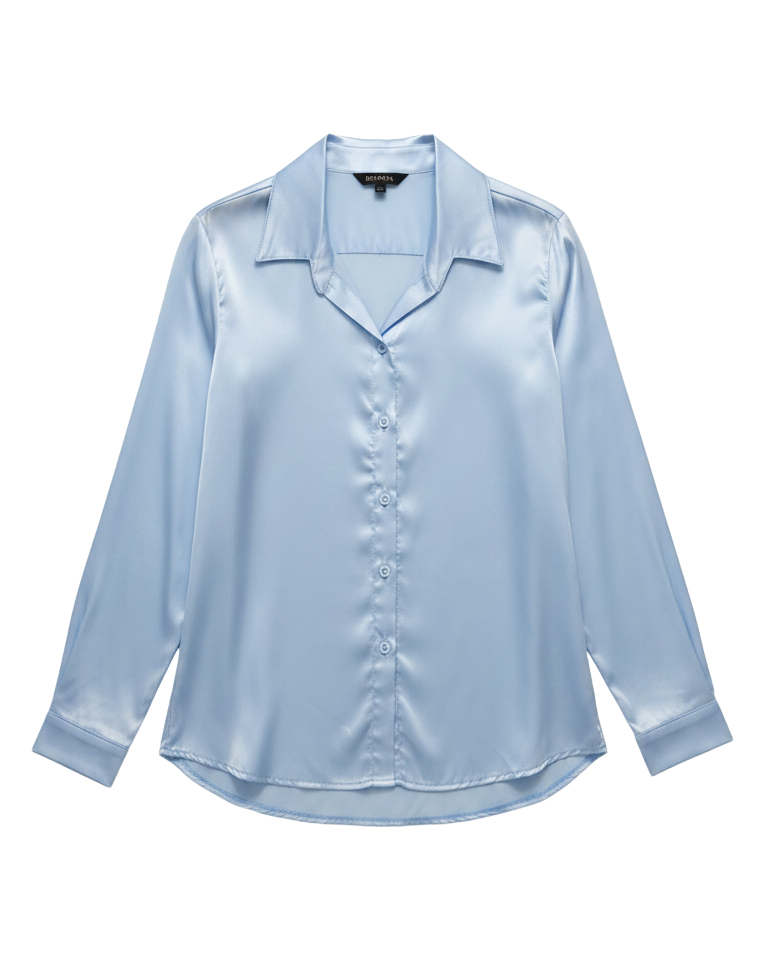 Camisa Satinada de manga larga botones