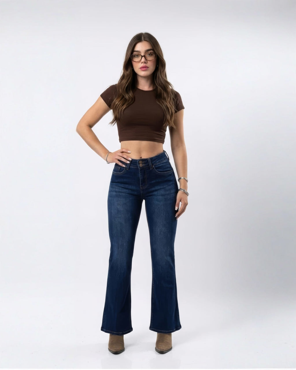 Jeans Corte Bota Mezclilla Azul Oscuro