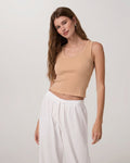 Top Acanalado Básico Mujer Cuello Redondo