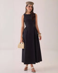 Vestido Midi Negro Sin Manga