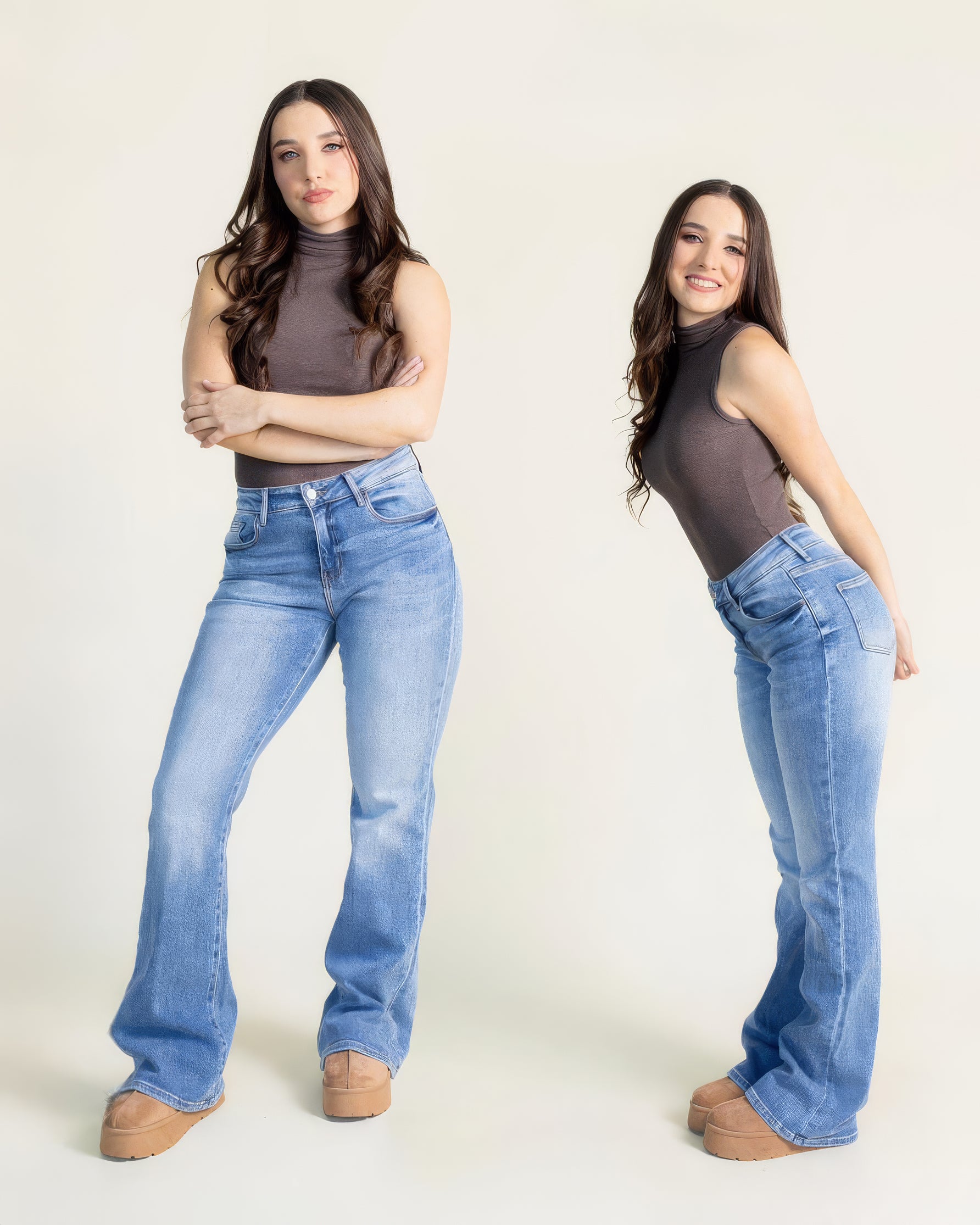 Jeans Campana Mezclilla Tiro Alto