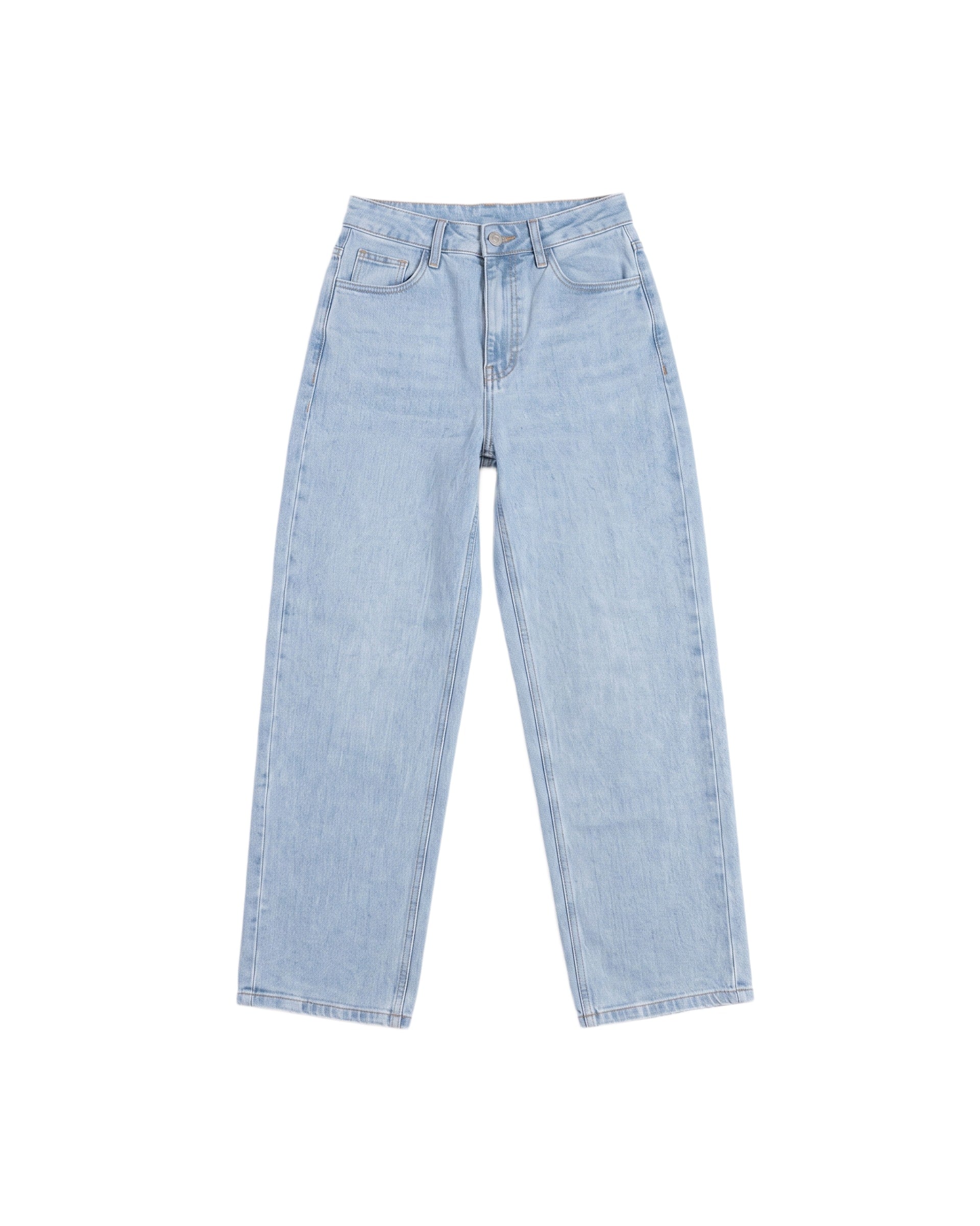 Jeans Wide Leg Mezclilla Claro Tiro Alto