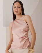 Blusa Un Hombro Satinada