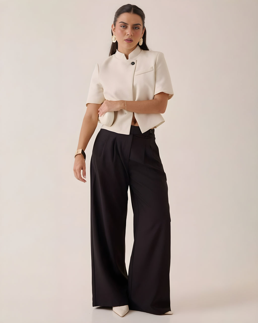 Pantalón Wide Leg Cruzado Tinto