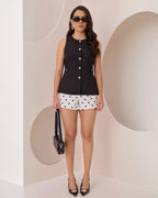 Chaleco Peplum Botones Dorados