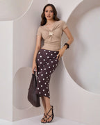 Falda Midi Estampado Lunares