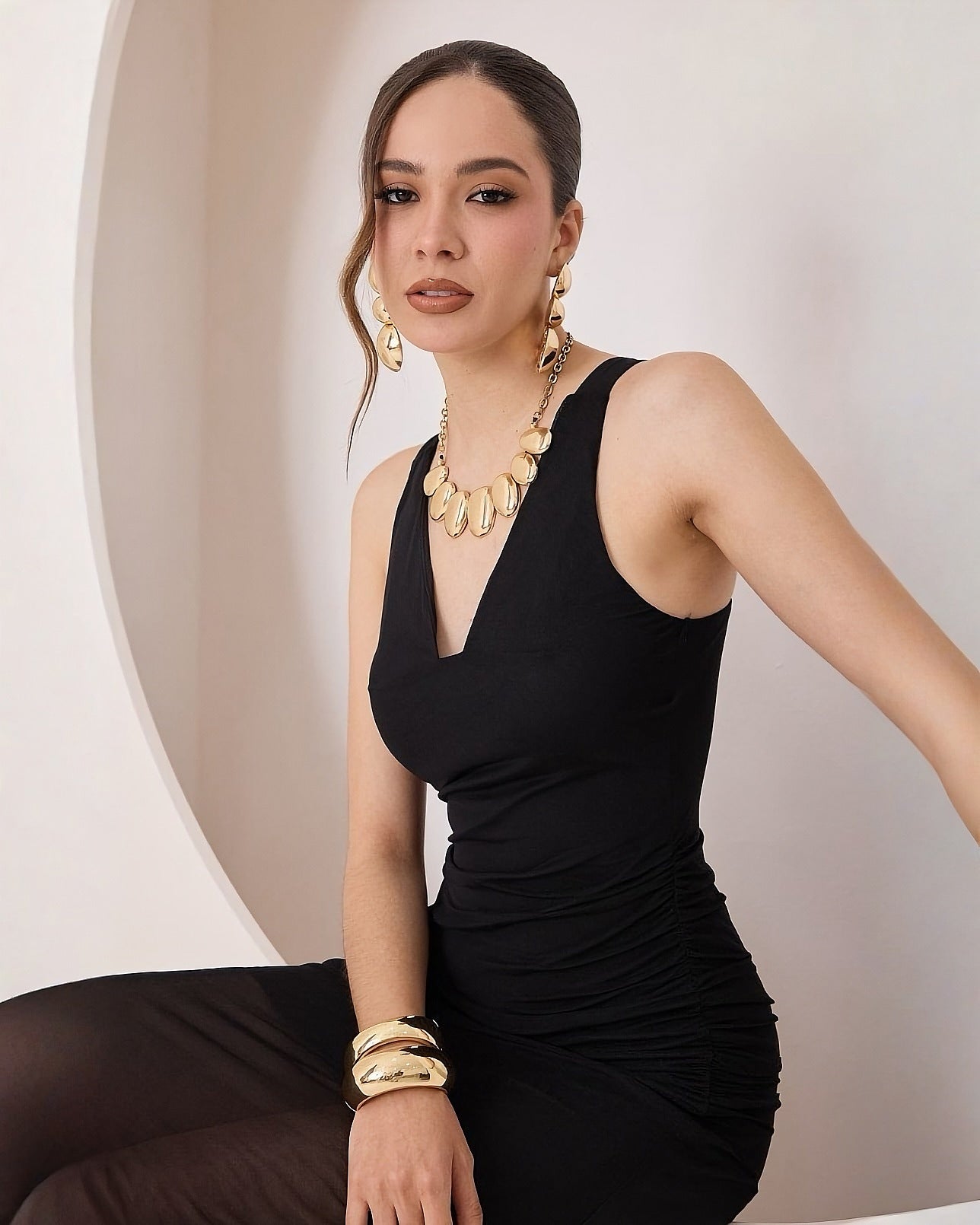 Vestido Negro Fiesta Asimétrico