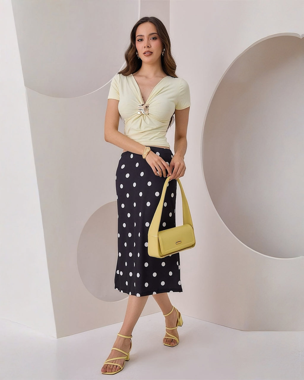 Falda Midi Estampado Lunares