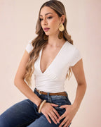 Blusa Manga Corta Cruzada