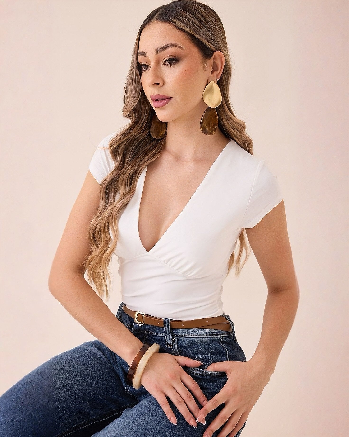 Blusa Manga Corta Cruzada