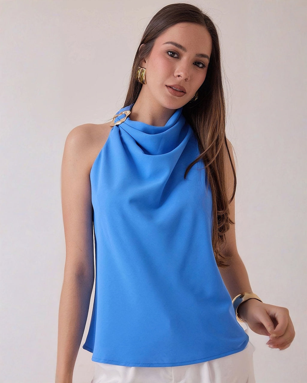 Top Halter Drapeado Elegante
