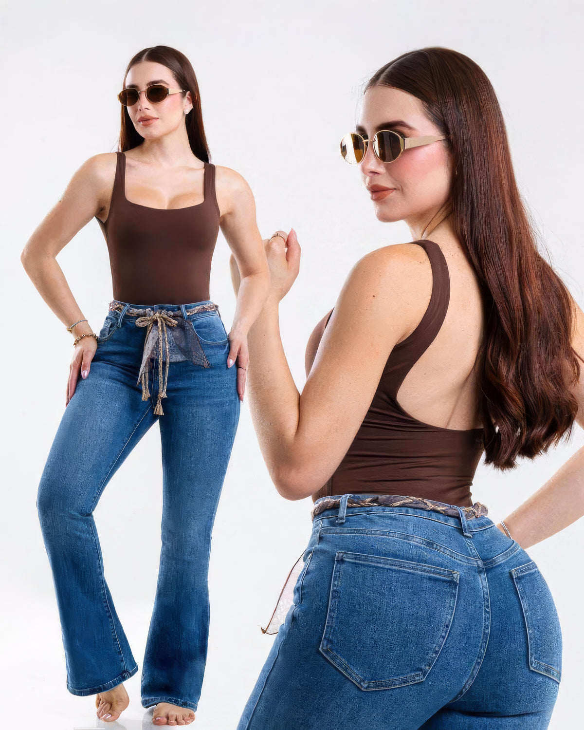 Jeans Bootcut Mezclilla Azul Oscuro Cintura Alta