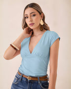 Blusa Manga Corta Cruzada