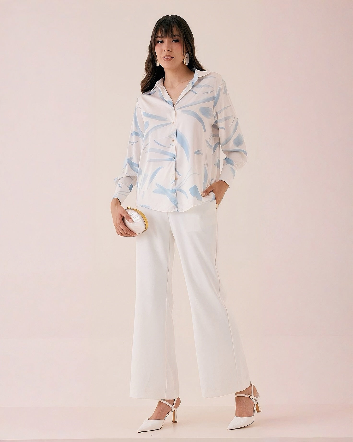 Blusa Estampada Abstracta Manga Larga