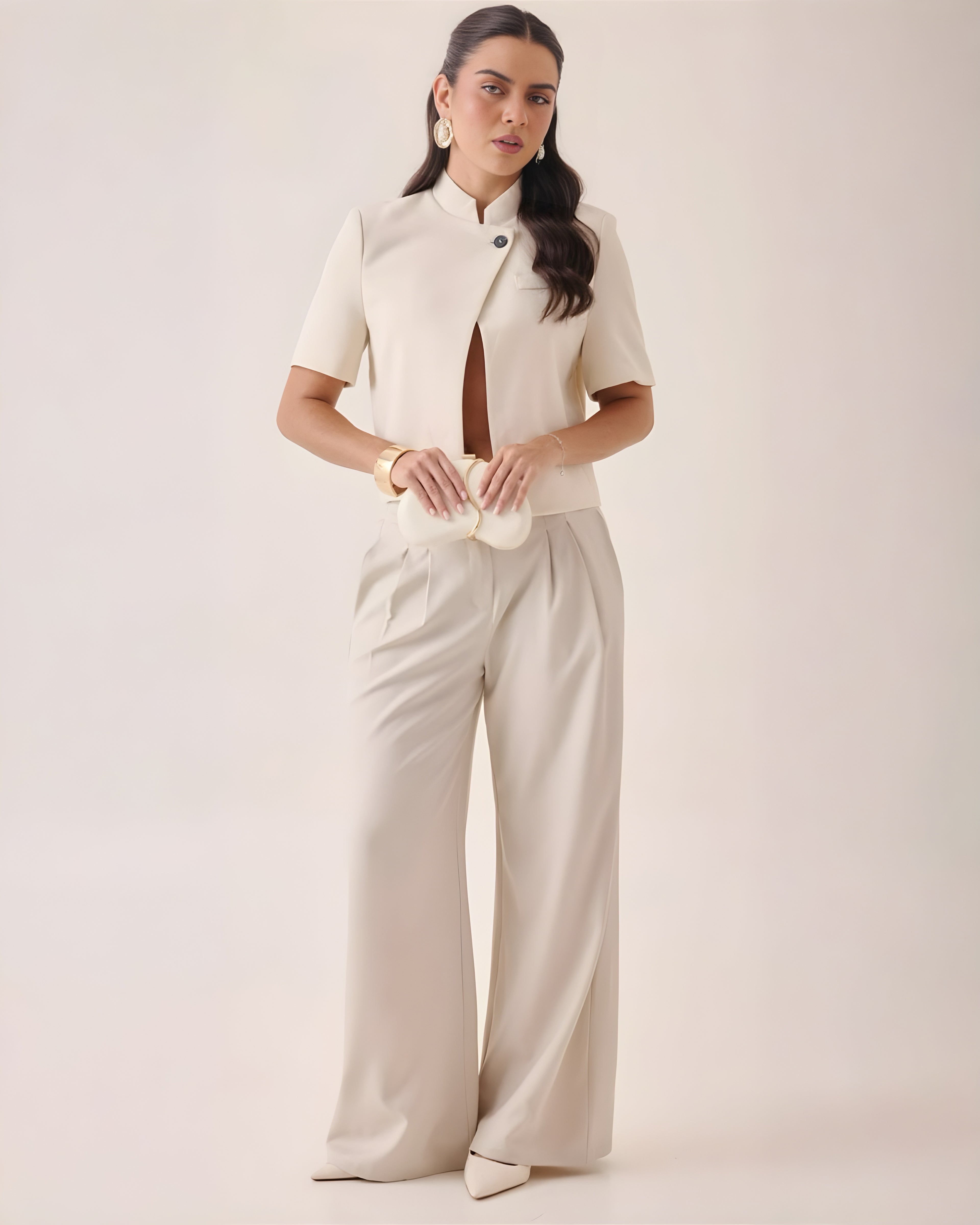 Pantalón Wide Leg Cruzado Tinto